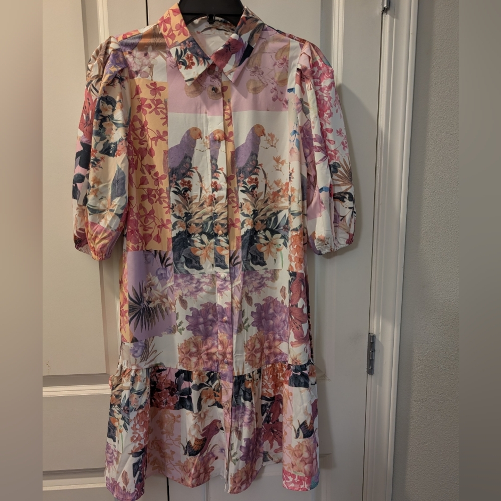 Chic Floral Patchwork Mini Dress